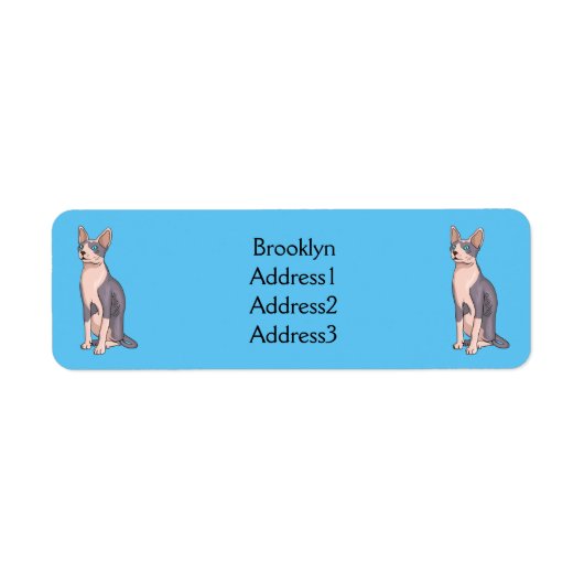 Afbeelding van de cartoon van sphynx-katten etiket (Voorkant)