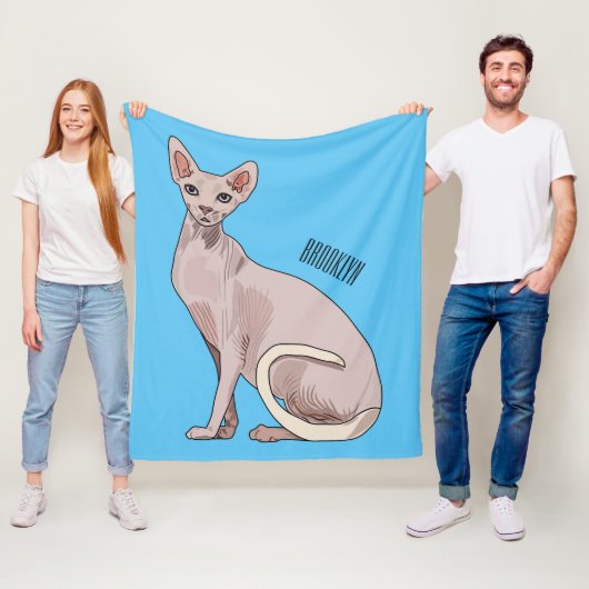 Afbeelding van de cartoon van sphynx-katten fleece deken (In situ)