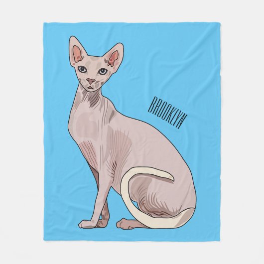 Afbeelding van de cartoon van sphynx-katten fleece deken (Voorkant)
