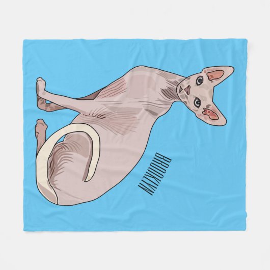 Afbeelding van de cartoon van sphynx-katten fleece deken (Voorkant (Horizontaal))