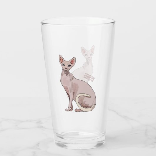 Afbeelding van de cartoon van sphynx-katten glas (Achterkant)