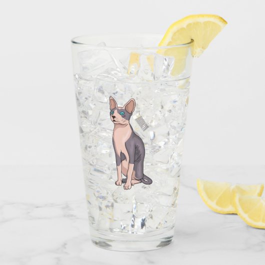 Afbeelding van de cartoon van sphynx-katten glas (Achterkant ijs)