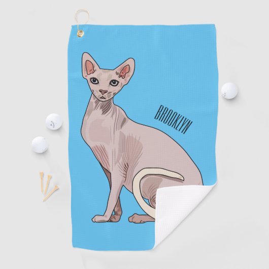 Afbeelding van de cartoon van sphynx-katten golfhanddoek (Insitu)