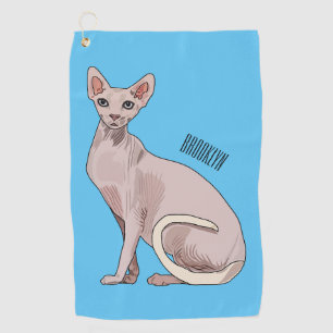 Afbeelding van de cartoon van sphynx-katten golfhanddoek