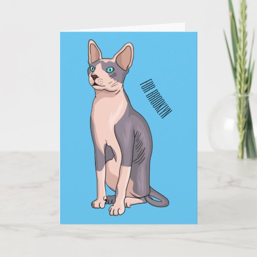 Afbeelding van de cartoon van sphynx-katten kaart (Voorkant)