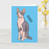 Afbeelding van de cartoon van sphynx-katten kaart (Gele Bloem)