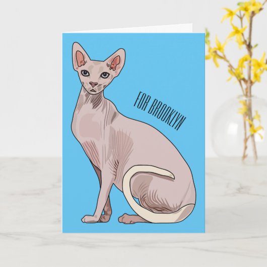 Afbeelding van de cartoon van sphynx-katten kaart (Gele Bloem)