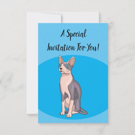 Afbeelding van de cartoon van sphynx-katten kaart (Achterkant)