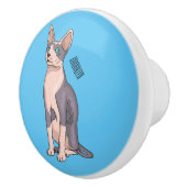 Afbeelding van de cartoon van sphynx-katten keramische knop (Rechts)