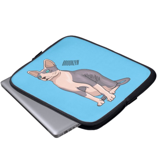 Afbeelding van de cartoon van sphynx-katten laptop sleeve (Voorkant onderkant)