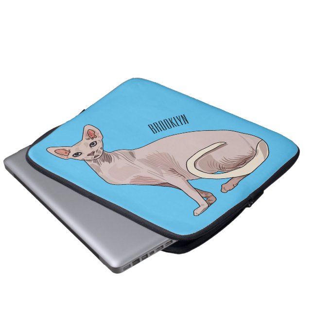 Afbeelding van de cartoon van sphynx-katten laptop sleeve (Voorkant onderkant)