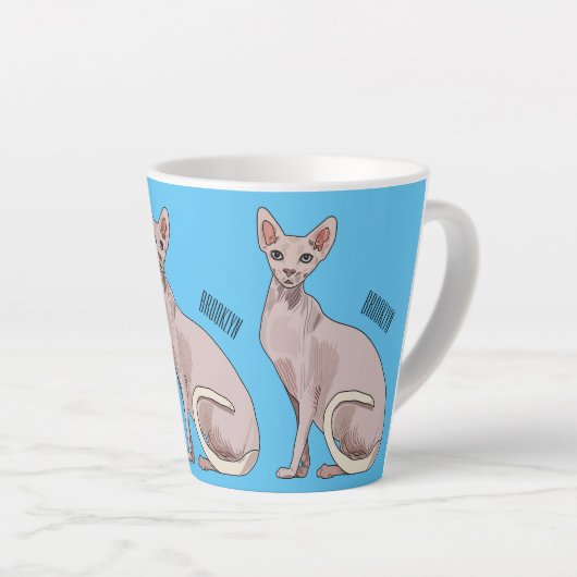 Afbeelding van de cartoon van sphynx-katten latte mok (Rechterhoek)