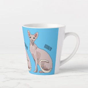 Afbeelding van de cartoon van sphynx-katten latte mok