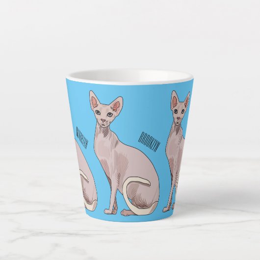 Afbeelding van de cartoon van sphynx-katten latte mok (Voorkant)