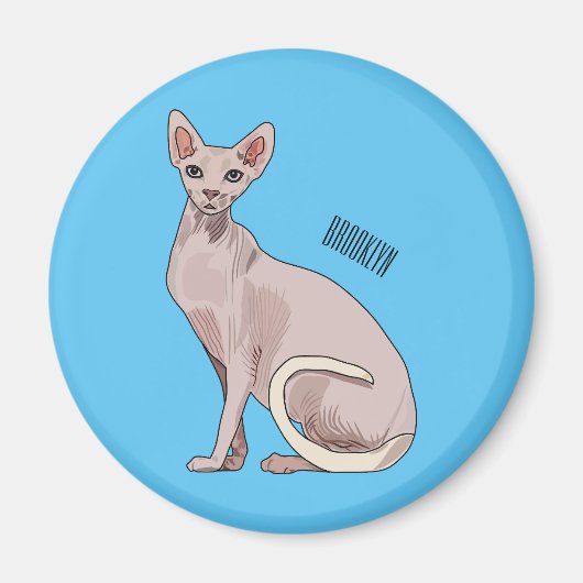 Afbeelding van de cartoon van sphynx-katten magneet (Voorkant)