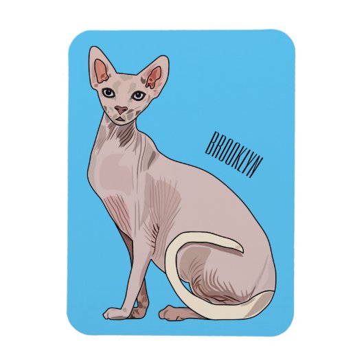 Afbeelding van de cartoon van sphynx-katten magneet (Verticaal)