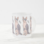 Afbeelding van de cartoon van sphynx-katten matglas koffiemok (Voorkant rechts)