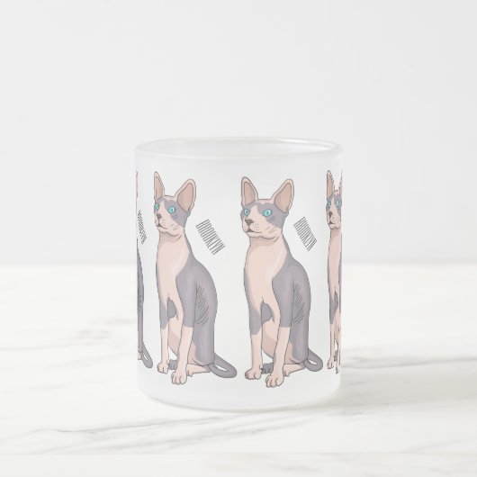 Afbeelding van de cartoon van sphynx-katten matglas koffiemok (Center)