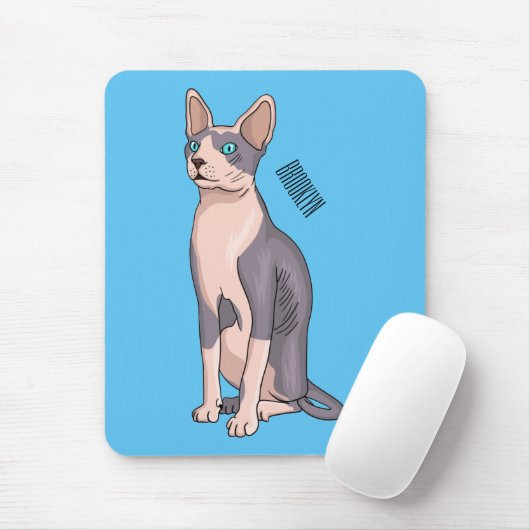 Afbeelding van de cartoon van sphynx-katten muismat (Met muis)