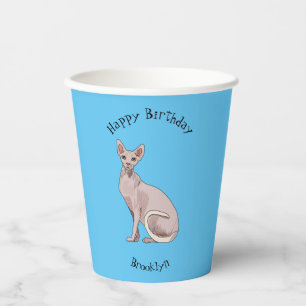 Afbeelding van de cartoon van sphynx-katten papieren bekers
