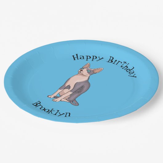 Afbeelding van de cartoon van sphynx-katten papieren bordje (Gekanteld)