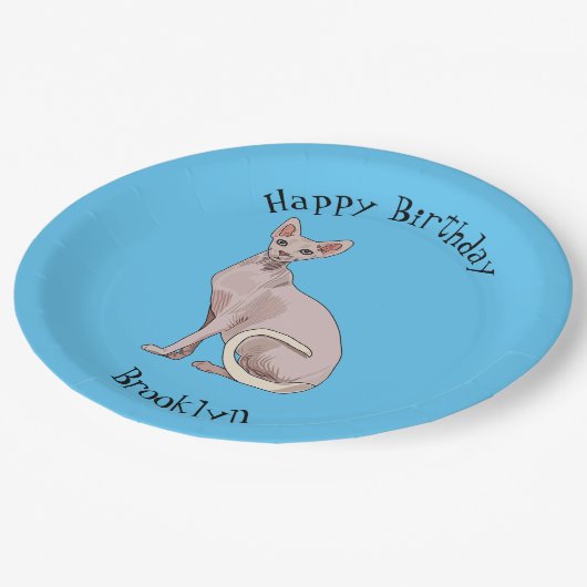 Afbeelding van de cartoon van sphynx-katten papieren bordje (Gekanteld)