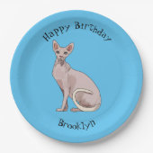 Afbeelding van de cartoon van sphynx-katten papieren bordje (Voorkant)