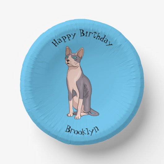 Afbeelding van de cartoon van sphynx-katten papieren kommen (Voorkant)