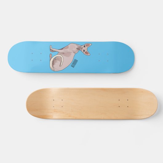 Afbeelding van de cartoon van sphynx-katten persoonlijk skateboard (Horizontaal)