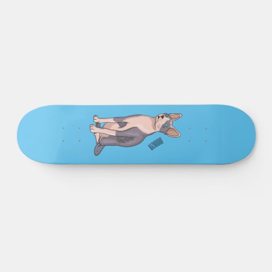 Afbeelding van de cartoon van sphynx-katten persoonlijk skateboard (Horizontaal)