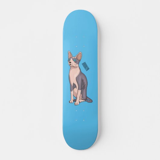 Afbeelding van de cartoon van sphynx-katten persoonlijk skateboard (Voorkant)