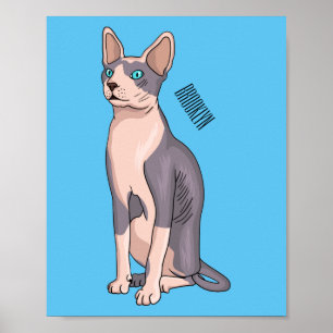 Afbeelding van de cartoon van sphynx-katten poster