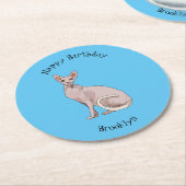 Afbeelding van de cartoon van sphynx-katten ronde kartonnen onderzetter (Gebogen)