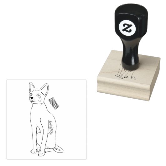 Afbeelding van de cartoon van sphynx-katten rubberstempel (Gestempeld)