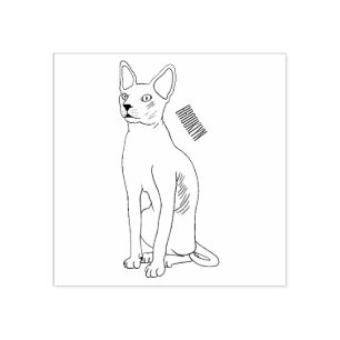 Afbeelding van de cartoon van sphynx-katten rubberstempel