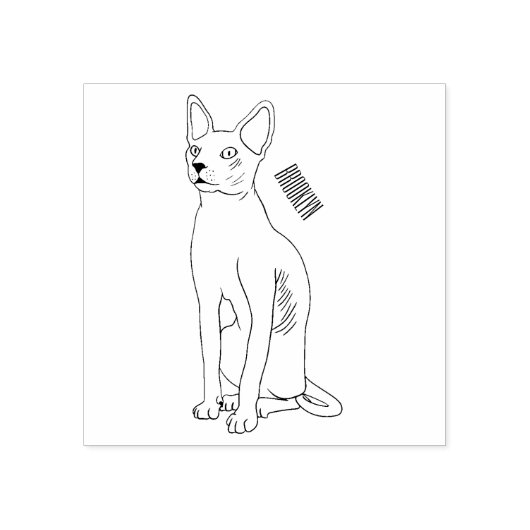 Afbeelding van de cartoon van sphynx-katten rubberstempel (Afrduk)