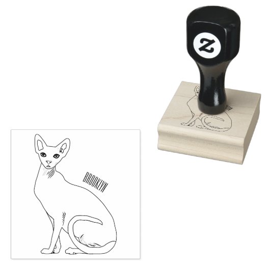 Afbeelding van de cartoon van sphynx-katten rubberstempel (Gestempeld)