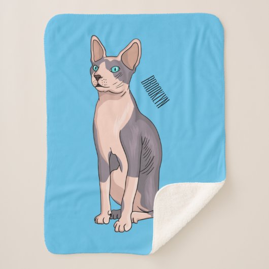 Afbeelding van de cartoon van sphynx-katten sherpa deken (Voorkant)
