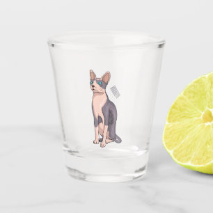 Afbeelding van de cartoon van sphynx-katten shot glas