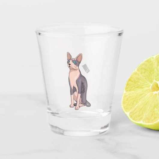 Afbeelding van de cartoon van sphynx-katten shot glas (Voorkant)