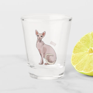 Afbeelding van de cartoon van sphynx-katten shot glas