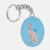 Afbeelding van de cartoon van sphynx-katten sleutelhanger (Voorkant Links)