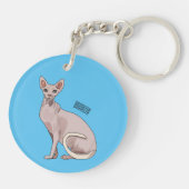 Afbeelding van de cartoon van sphynx-katten sleutelhanger (Achterkant)