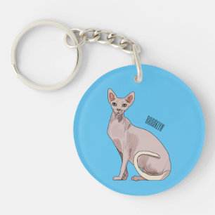 Afbeelding van de cartoon van sphynx-katten sleutelhanger