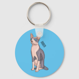 Afbeelding van de cartoon van sphynx-katten sleutelhanger