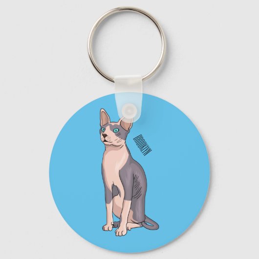 Afbeelding van de cartoon van sphynx-katten sleutelhanger (Voorkant)
