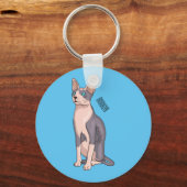Afbeelding van de cartoon van sphynx-katten sleutelhanger (Voorkant)