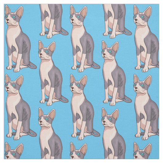 Afbeelding van de cartoon van sphynx-katten stof (Swatch)