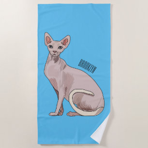Afbeelding van de cartoon van sphynx-katten strandlaken