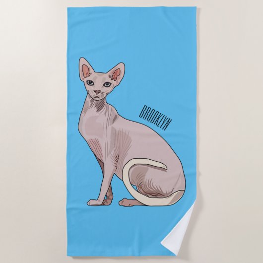 Afbeelding van de cartoon van sphynx-katten strandlaken (Voorkant)